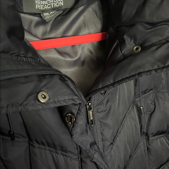 Kenneth Cole Dark Blue Puffer Jacket with Faux Fur Hood - Picture 3 of 6